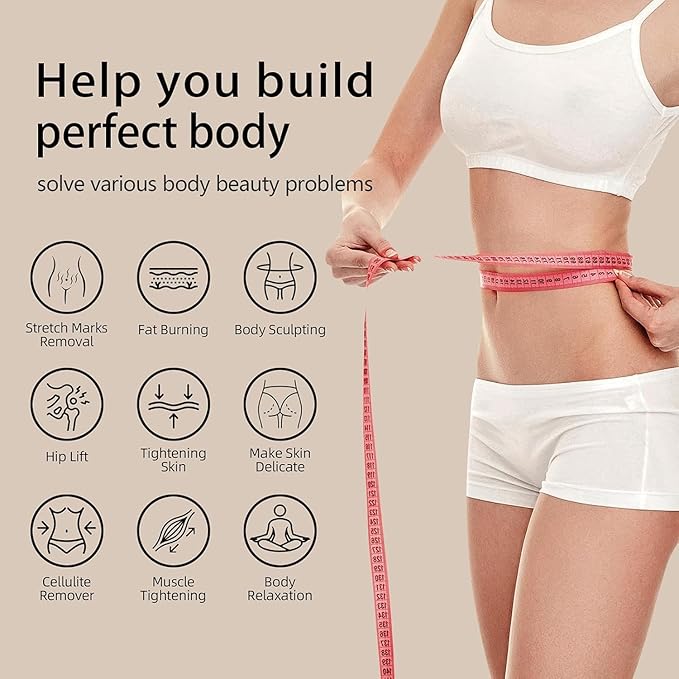 Cellulite Massager Tool Body Sculpting Machine 4 in 1 Body Sculpting Tool with Heating Skin TighteningCordless Electric Handle Massager Cellulite Remover for BellyWaistArmsLegsetc(White)