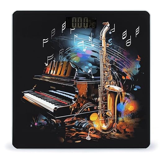 Digital Bathroom Scale for Body Weight Scale with Bright LCD Display High Accuracy Step-On Technology Auto On/Off Saxophone and Piano Digital Scales 400 Lbs /180kg