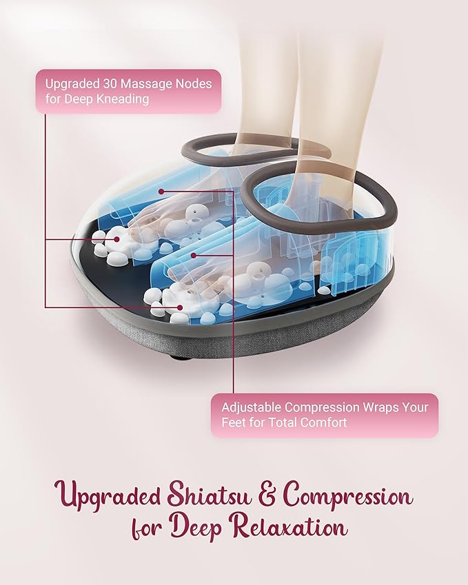 Shiatsu Foot Massager with Heat [2026 Upgraded] Gifts for Him Her FSA Eligible Deep Kneading Compression Remote Control HSA Feet Massage for Plantar Fasciitis Fits Size 14