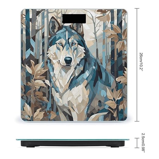 Hand Drawn Dog Pattern Scale for Body Weight Precision Bathroom Weighing Scales with Back Lit LCD Display Sturdy Tempered Glass Body Weight Scales Digital Bathroom Scale 400lb