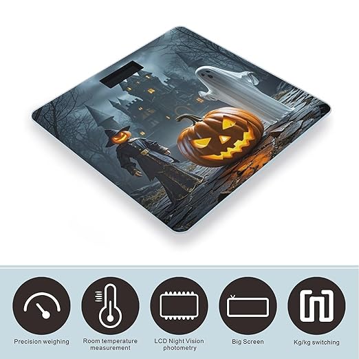 Ghost Jack-O'-Lantern Funny Puppet Bathroom Scale Digital Weight Scale Precision 400 Lbs Weighing Scales Large with LCD Backlight Display BMI Measures