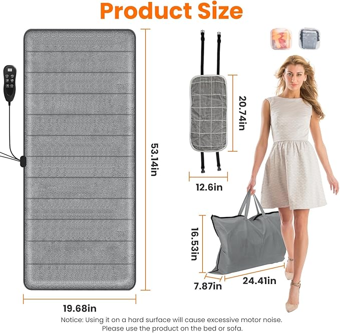 Full Body Massage Mat with Heat Electric Vibration Back Massage Pad with Shiatsu Detachable Neck Massage Pillow for Pain Relief 10 Vibration Motors 3 Heating Levels Gifts for Men Women
