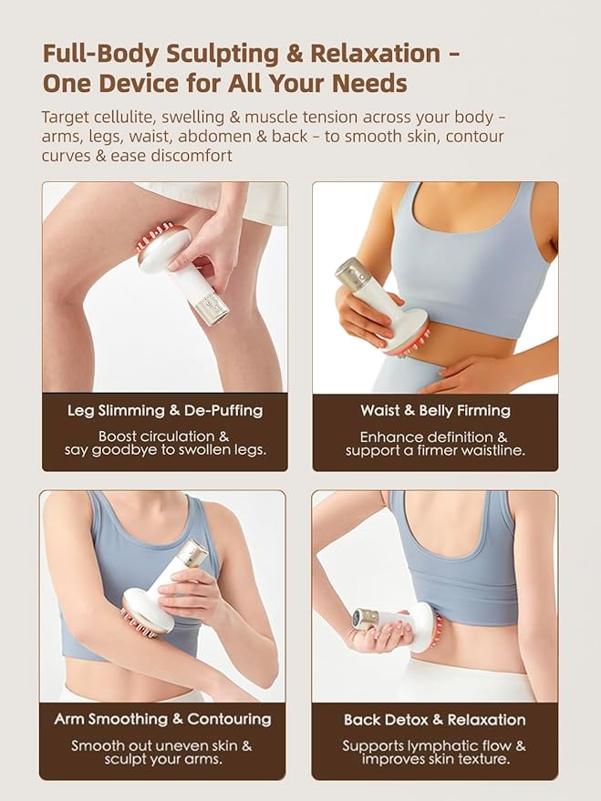 Lymphatic Drainage Massager &amp Anti Cellulite Massage Tool Reduce Stretch Marks &amp Cellulite for Legs Arms &amp Belly Body Sculpting Machine with Microcurrent Light Heat &amp VibrationW
