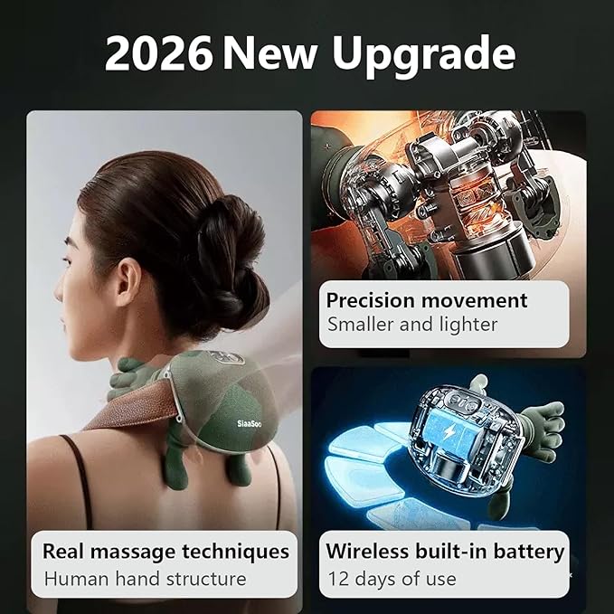 Neck Massager with Heat Electric Shoulder &amp Cervical Massage for Pain Relief deep Tissue Massage Heated for Neck Back Shoulder-2026 Black