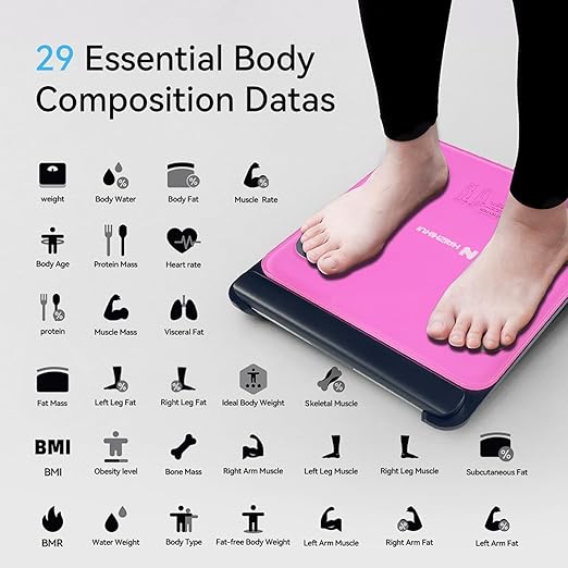 Fitdays Smart Scale for Body Weight and Fat Percentage FSA&ampHSA Eligible 8-Electrode Digital Bathroom Scale with BMI Body Fat &amp Muscle Mass to 28 Body Composition and Printable Body Analysis