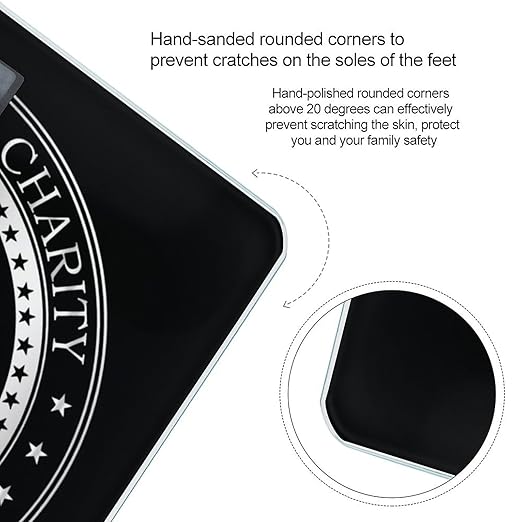 Masonic Faith Hope and Charity Freemason Logo Black Smart Square Scale with Digital Display for Bathroom Scale
