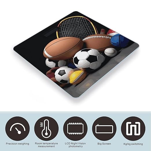 Sports Themed Bathroom ScaleHighly Accurate Digital Weighing Machine for People Bright LED Display Weight Scale for The Aldult Home Use