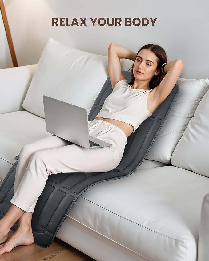 Massage Mat Full Body Massage Chair Pad Back Massager for Chair 5 Vibration Modes &amp 2 Heating Levels