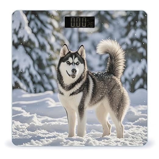 Husky in Snow Dog Scale for Body Weight Digital Bathroom Scale Accurate Smart Weight Scales with Large Display Weighing Machine High Precision Scales