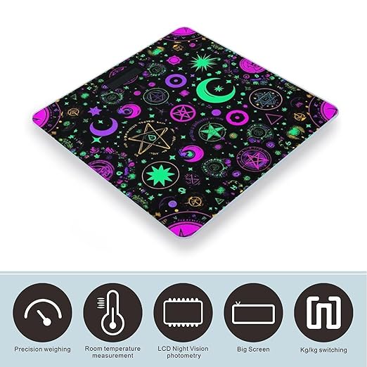 Women's Fashion Automatic Switch Digital Bathroom Weighing Scale Smart Scale Gothic Trippy Purple Sun Moon Magic Alchemical Cosmic Witch Witchy