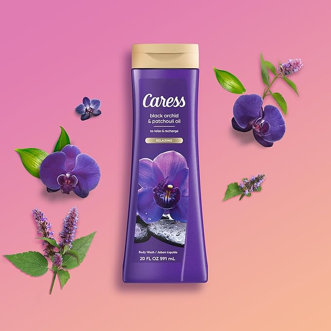 Caress Body Wash Black Orchid &amp Patchouli Oil To Relax and Recharge Relaxing Fragrant Body Soap 20 fl oz (Pack of 2)
