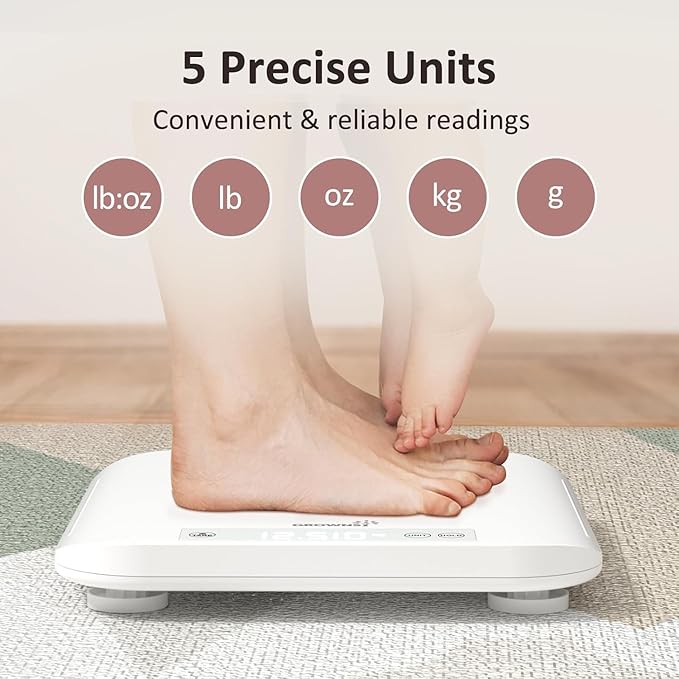 Baby Scale Multifunctional Baby Weight Scale Pet Scale for Puppy Cat Adult Scale Up to 330lbs Accurate Digital Scale with Hold Function 27-inch Height Measurement 5 Units LED Screen