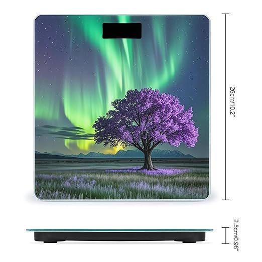 Artistic Purple Tree Bathroom Scale Digital Weight Scale Precision 400 Lbs Weighing Scales Large with LCD Backlight Display BMI Measures