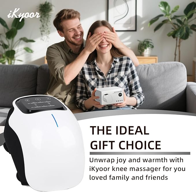 Wireless Knee Massager with Heating Comfort Vibration Red Light Adjustable Straps Cordless Design with Heating Pads for Eye Relaxations Muscles and Knee Massage Device