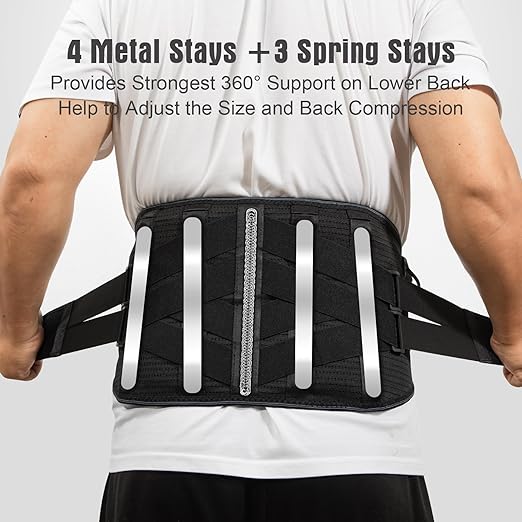 Heated Back Brace with Massage Rechargeable Heating Pad for Back Pain Relief Adjustable Back Support Belt with Heat Therapy and Vibration Massager for Men and Women XL