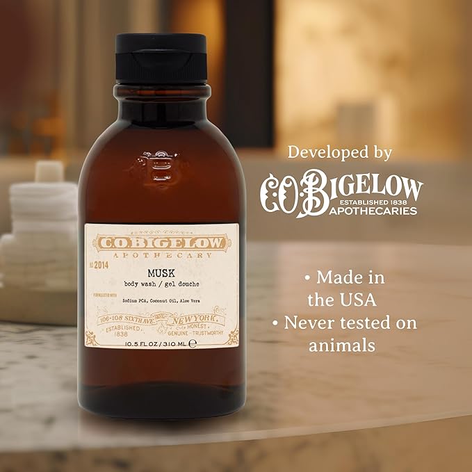 C.O. Bigelow Musk Body Wash Iconic Collection Moisturizing Body Wash with Coconut Oil &amp Aloe Vera 10.5 Fl Oz