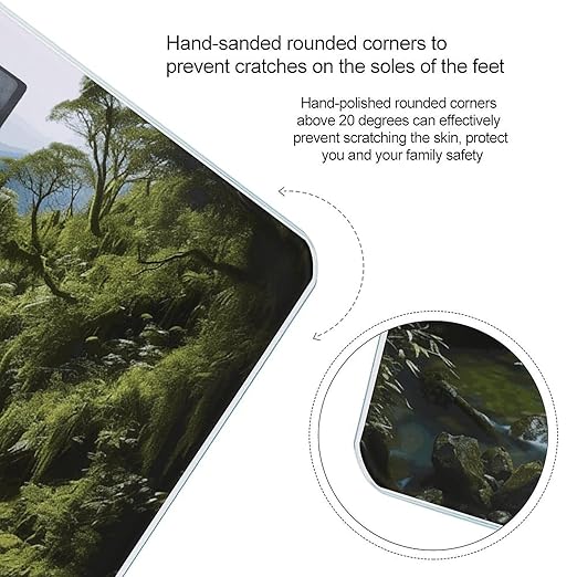 Waterfall Landscape Painting Scale with LCD Easy-to-Read Anti-Slip Weight Digital Bathroom Scale Precision Weighing Scales Sturdy Tempered Glass Body Weight Scales for Daily Use