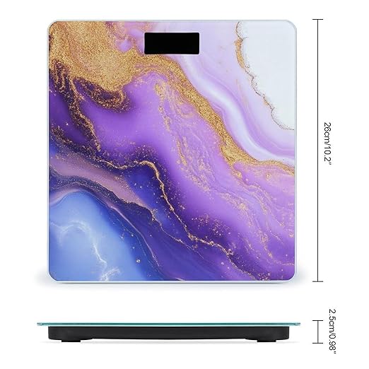 Smart Scale for Body Weight Automatic Switch Digital Bathroom Weighing Scale Purple Gold Marble