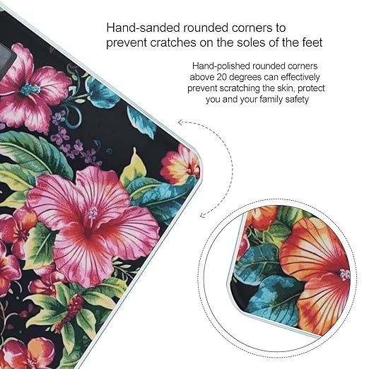 Beautiful Hibiscus Flower Scale for Body Weight Digital Bathroom Scale Accurate Smart Weight Scales with Large Display Weighing Machine High Precision Scales