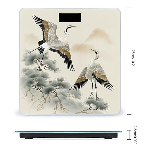 Two Japanese Cranes Flying Traditional Painting Scale for Body Weight Digital Bathroom Scale Accurate Smart Weight Scales with Large Display Weighing Machine High Precision Scales