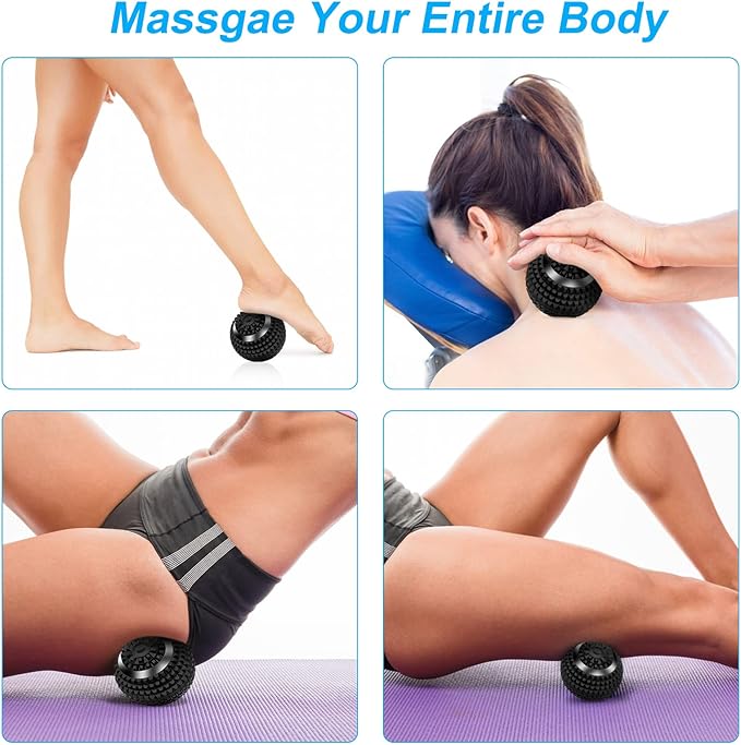 Uppye Vibrating Ball Massager 4-Speed High-Intensity Fitness Lacrosse Ball Mobility Ball for Workout Recovery Deep Tissue Massager for Pain Relief and Trigger Point Treatment (Black)