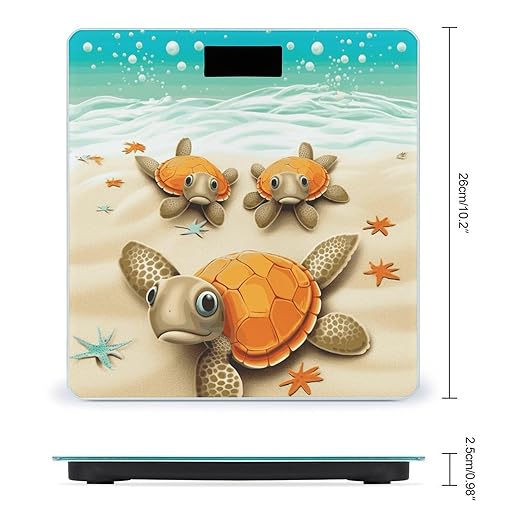 Turtle Starfish Scale for Body Weight Sturdy Tempered Glass Weighing Scales with LCD Display Accurate Digital Bathroom Scale Convenient Body Fat Smart Scales 400lb