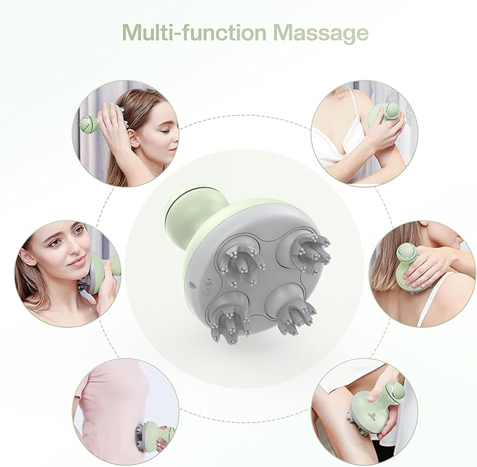 COMFIER Scalp Massager Electric Head Scratcher Portable Head Massager for Hair Growth with 84 Silicone Massage Nodes Dog&ampCat Massager Rechargeable Waterproof Gifts for MomDadWomenMen (Gre