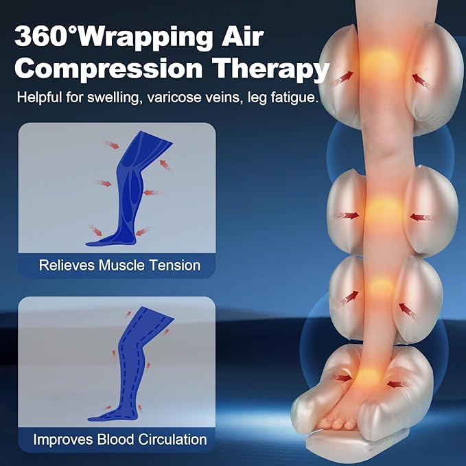 Leg Massager for Circulation and Pain Relief Leg Massager with Heat and Compression Leg Air Compression Massager Gift for Women Men Mom Dad