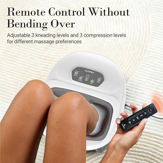 Foot Massager with Heat FSA Eligible HSA Upgraded Full Feet Shiatsu Massage for Neuropathy Remote Control Multi-Level Settings for Plantar Fasciitis Birthday Day Gifts for Women Men(White)