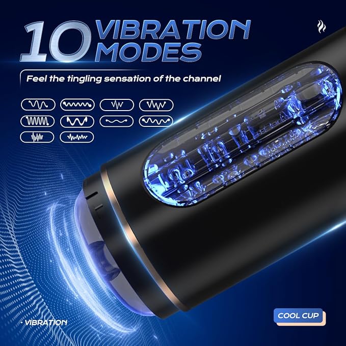 Male Masterburbatar Hands Free with 10 Vibration Sucking Massagers Modes Automatic Male Mastusbafor Tight Sleeve Hoodies Pussy Pocket Silicone Electric Massager Machine PW101446 (Black)