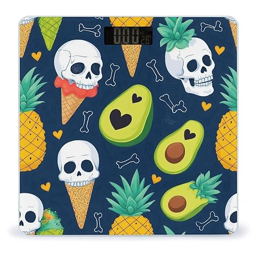 Smart Scale for Body Weight Digital Bathroom Weighing Scale Energy Saving Scale Summer Skull Pineapple Ice Cream Avocado Print