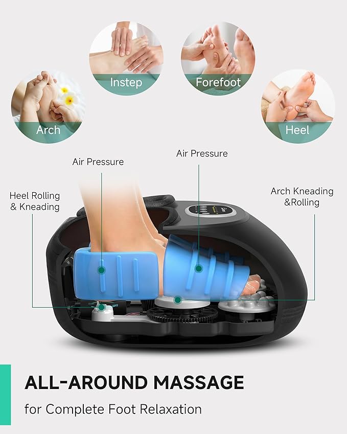Snailax Shiatsu Foot Massager with Heat FSA Eligible Kneading Compression Vibration Feet Massage Machine for Plantar Fasciitis Neuropathy Foot Warmer Gifts for Women MenSize 13
