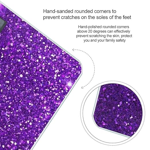 Automatic Switch Digital Bathroom Weighing Scale Smart Scale for Body Weight Purple Glitter Sparkle Texture