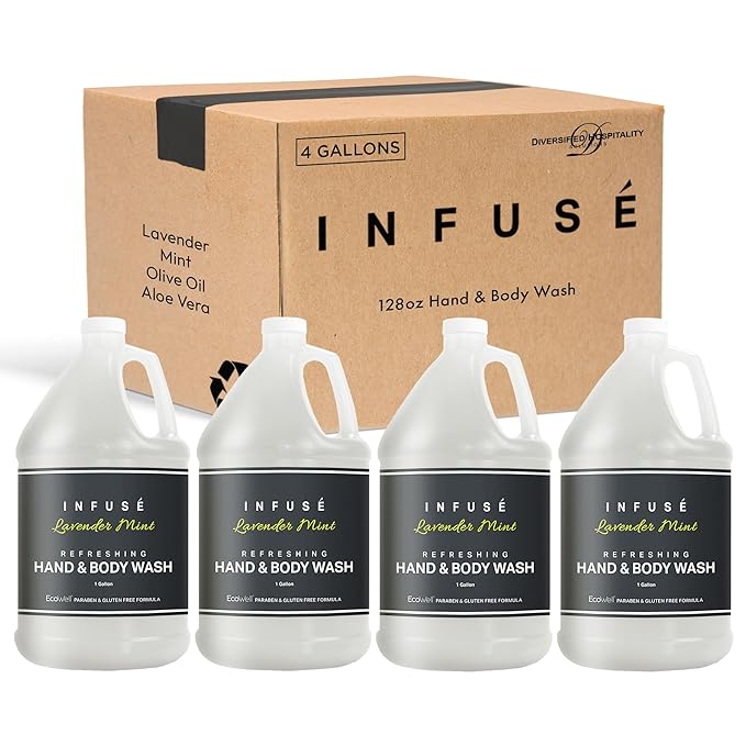 Infuse Hotel Hand &amp Body Wash | 1 Gallon | For Hospitality &amp Vacation Rentals to Refill Dispensers | (4 Gallons)