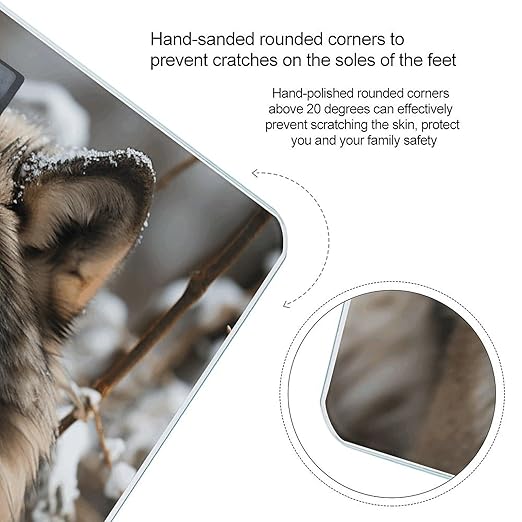 Lmage of Wolf in The Snow Bathroom Scale for Body Weight LCD Display Digital Bathroom Scale Tempered Glass Bathroom Weight Scales Fashion Smart Scales for Home Bedroom 400 Lb