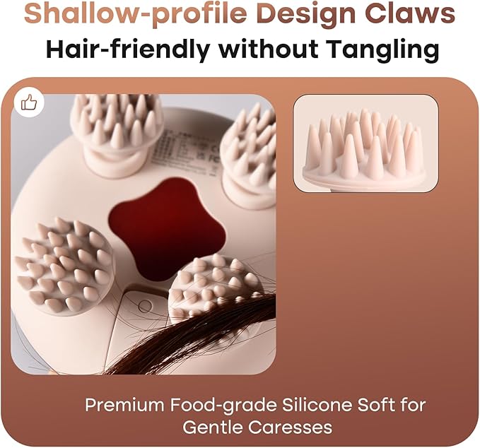 arboleaf Scalp Massager Kneading Head Massager Scalp Stress Relax Portable Rechargeable Hair Massager Shower Massage Waterproof Cat Massager ScratcherGift for Mom Dad