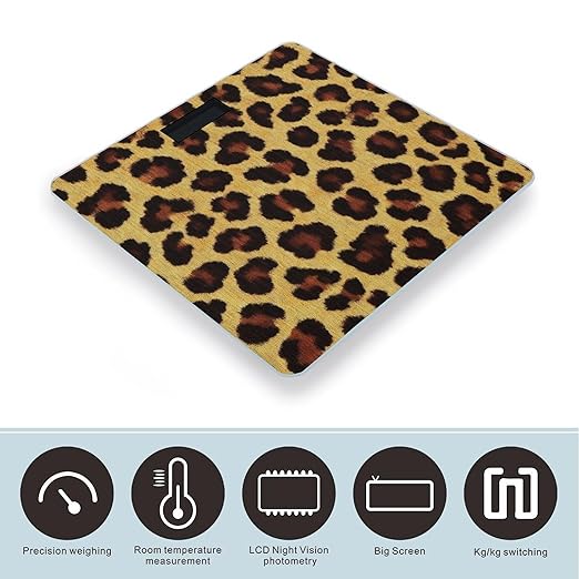 Men's Fashion Automatic Switch Digital Bathroom Weighing Scale Smart Scale Leopard Cheetah Print