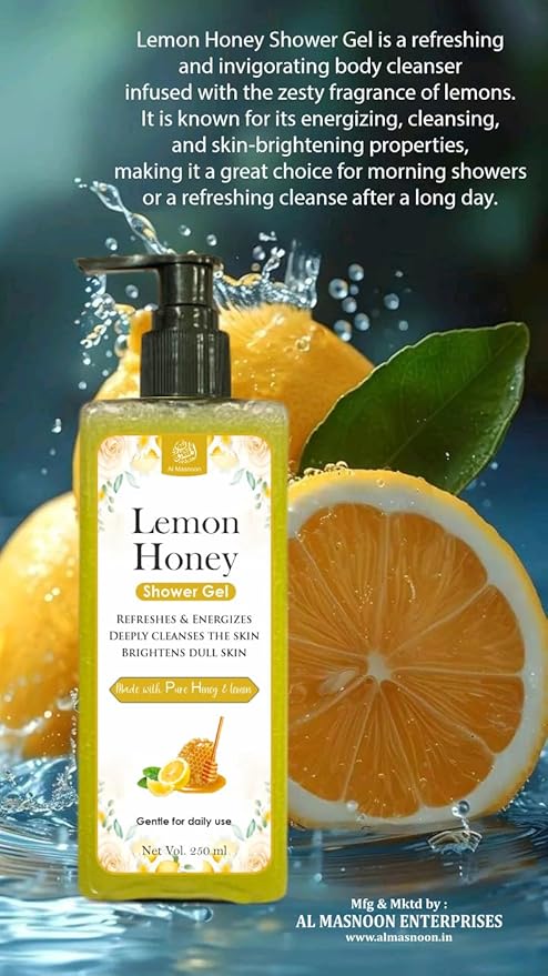 Lemon Honey Shower Gel � 250ml | Refreshing &amp Energizing Body Wash Made with Pure Honey &amp Natural Lemon Extract | Gently Cleanses Hydrates &amp Revives Skin |