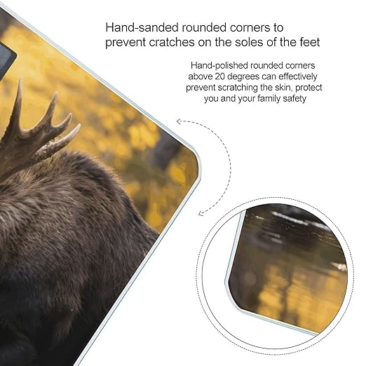 Rustic Woodland Deer Bathroom Scale for Body Weight LCD Display Digital Bathroom Scale Tempered Glass Bathroom Weight Scales Fashion Smart Scales for Home Bedroom 400 Lb