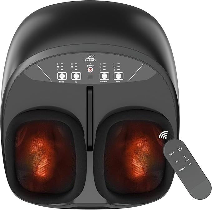 Snailax Foot Massager with Heat Remote Control Shiatsu Heated Foot Massager Machine with Deep Kneading Rolling Compression Vibration Size 13