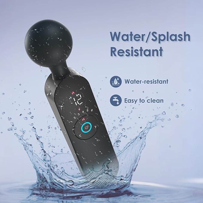 Portable Cordless Handheld Massager – Water-Resistant Smart Heating USB Rechargeable Whisper Quiet6 Speed Levels12 Vibration Modes for Full-Body Relaxation &amp Fatigue Relief