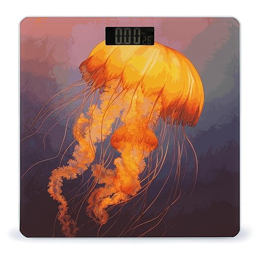 Jellyfish Orange Smart Scale for Body Weight Accurate Bathroom Scale with LED Display Digital Weight Scales Weighing Machine High Precision Scales for Bath Home