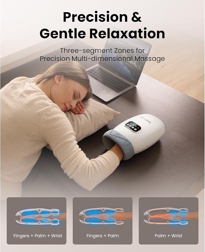 BOB AND BRAD Hand Massager with Heat and Compression FSA-HSA Eligible H60 Cordless Hand Massager for Arthritis and Carpal Tunnel Pain Relief Heated Wrist Finger Massage 5 Intensity Settings