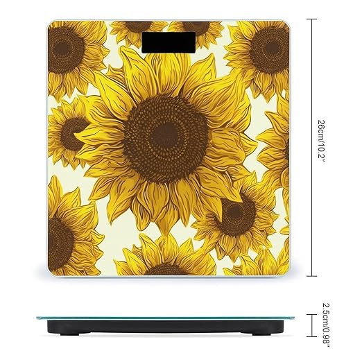 Sunflower Scale for Body Weight Highly Accurate Digital Bathroom Scale Sturdy Tempered Glass Weighing Scales with LCD Display Fashion Body Fat Smart Scales 400lb