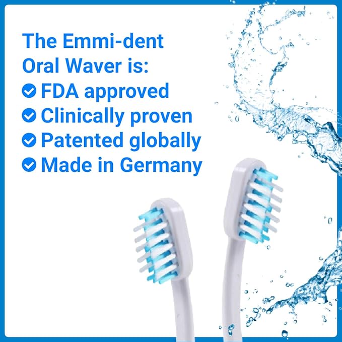 Emmi-dent Metallic/Professional 2-Pin Bristle-Head Attachments - Electric Toothbrush Replacement Heads. Cleans with Ultrasound Waves (Regular 2 Pack)