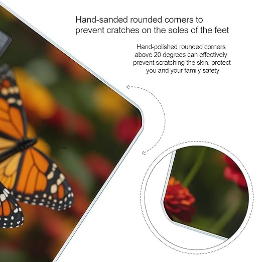 Monarch Butterflies Scale for Body Weight Accurate Digital Bathroom Scale Toughened Glass High Precision Scales Smart Weight Scales with Large LCD Backlight Display Weighing Machine