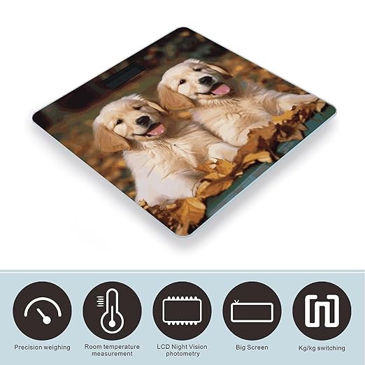 Golden Retriever Dogs Puppies Pets Scale for Body Weight Sturdy Tempered Glass Weighing Scales with LCD Display Accurate Digital Bathroom Scale Convenient Body Fat Smart Scales 400lb