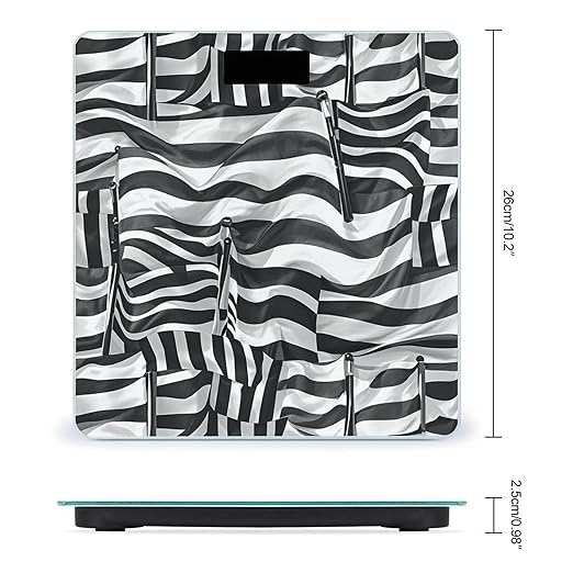 Black White Flags Pattern Bathroom Scale for Body Weight LCD Display Digital Bathroom Scale Tempered Glass Bathroom Weight Scales Fashion Smart Scales for Home Bedroom 400 Lb