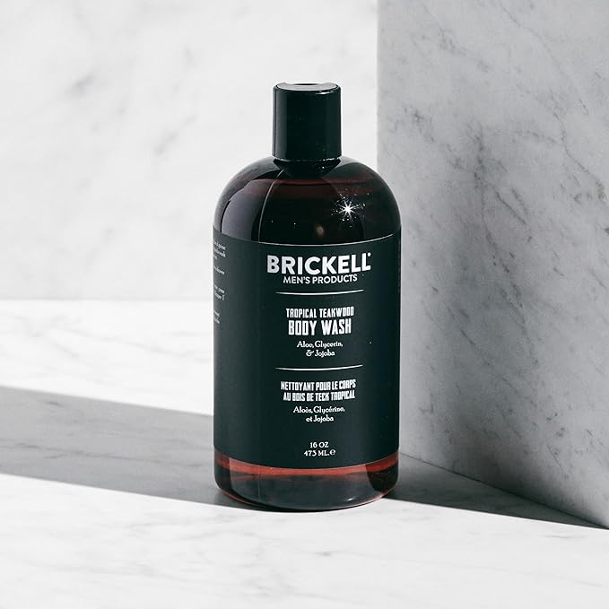 Brickell Men's Invigorating Body Wash for Men Natural and Organic Deep Cleaning Shower Gel with Aloe Glycerin and Jojoba Sulfate Free Scented (Tropical Teakwood 16 oz)