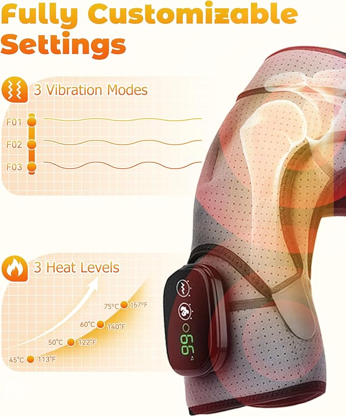 Shoulder Massager – Cordless Shoulder Heating Pad with Vibration for Deep Tissue Comfort Heated Shoulder Wrap with 3 Heating Levels &amp Vibration Adjustable Straps Left or Right (Black)